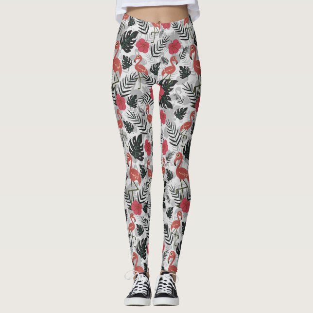 Leggings Flamant rose motif sans couture avec arrière - pla (Devant)