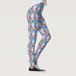 Leggings Flamant rose ROSE SNOWMAN HUMOUR NOËL LEGINGS