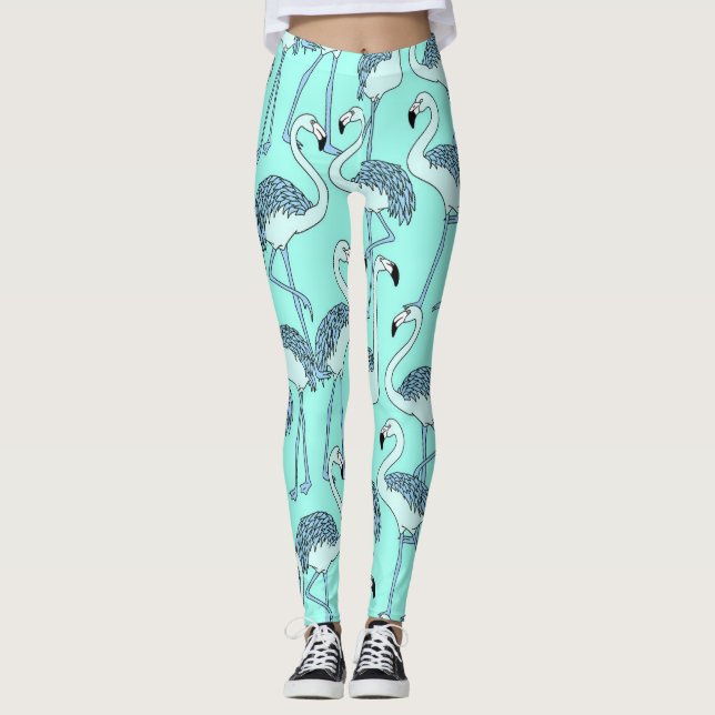 Leggings Flamants roses bleus (Devant)