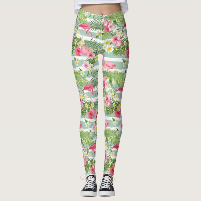 Leggings Flamants roses Et Grilles 2 (Devant)