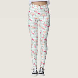 Leggings Flamants roses Rétro Sur Bandes De Monnaie
