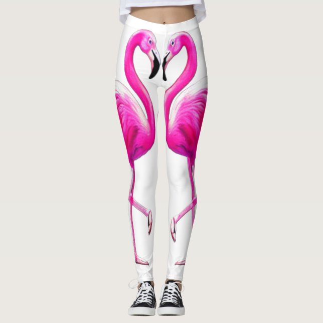 Leggings Flamants roses roses en amour (Devant)