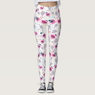 Leggings Flamants roses roses Stylisé Tropical Flowers Moti
