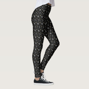Leggings Flambeau de neige Silver Gold Noël NOIR
