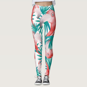 Leggings Flamingo dessiné à la main : aquarelle motif sans
