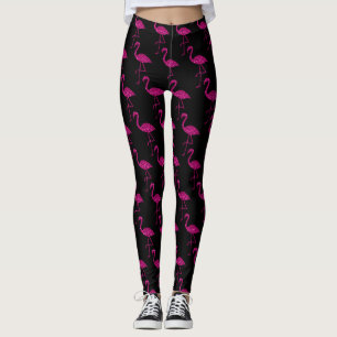 Leggings Flamingo pétillant rose motif noir