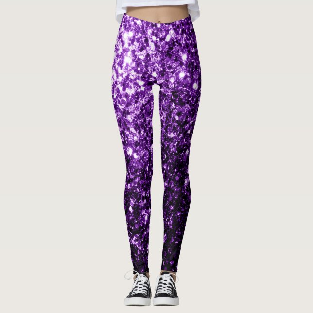 Leggings Flamme de parties scintillant foncé violet brillan (Devant)