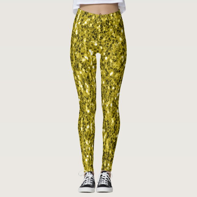 Leggings Flamme de parties scintillant jaune foncé (Devant)