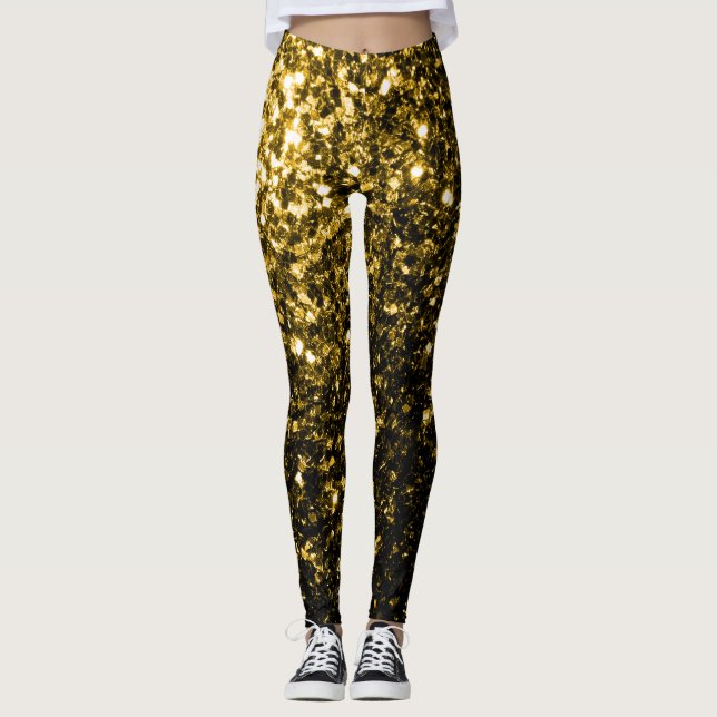 Leggings Flamme de parties scintillant jaune foncé (Devant)