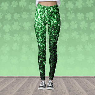 Leggings Flamme de parties scintillant vert foncé