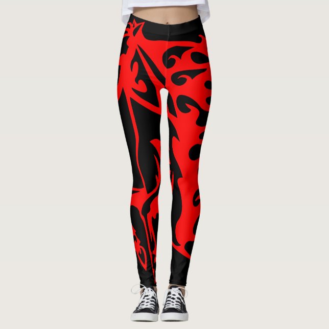 Leggings Flamme feu rouge Bronco Mustang Cheval sauvage (Devant)
