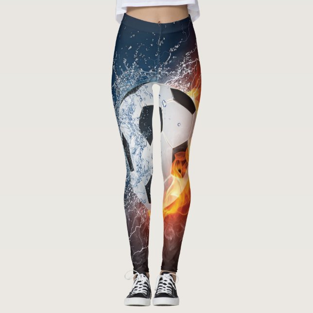 Leggings Flamme Football/Balle de Football Jeu d'oreiller (Devant)