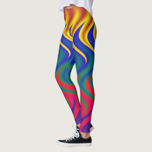 Leggings Flammes arc-en-ciel ondulées