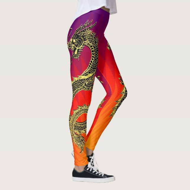 Leggings Flammes Black Gold Dragons Gradient (Droite)