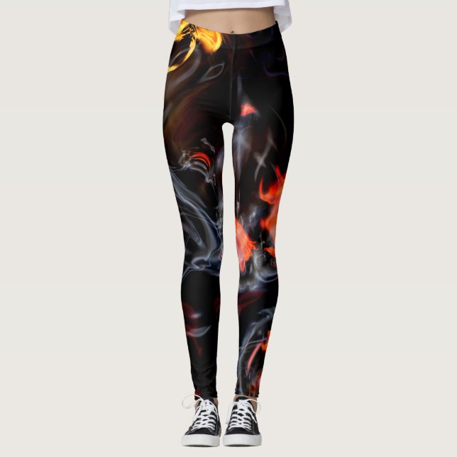 Leggings Flammes chaudes et fumée (Devant)