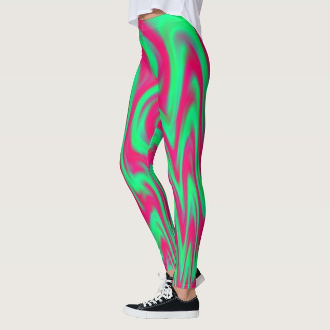 Leggings Flammes Danseuses Roses et Vertes (Gauche)
