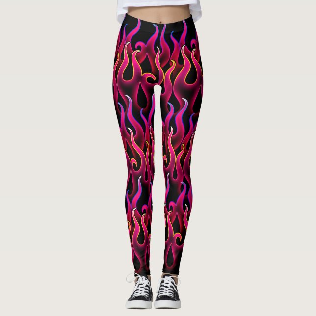 Leggings Flammes de feu rose démoniaque (Devant)