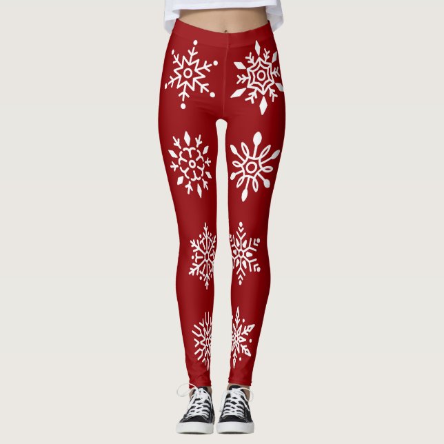 Leggings Flammes De Neige Blanches En Vacances D'Hiver Roug (Devant)