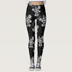 Leggings Flammes de neige brillantes avec graphique de Noël
