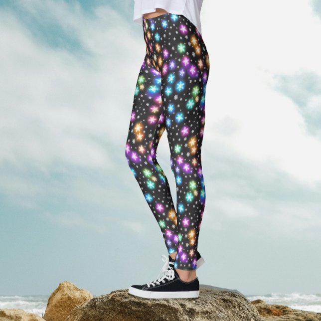Leggings Flammes de neige colorées modernes Fête de Noël (Créateur téléchargé)