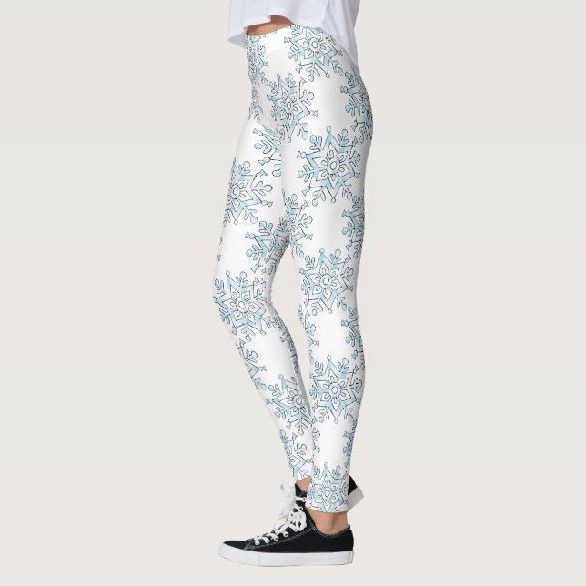 Leggings Flammes de neige de Noël bleu, Motif de Blizzard d (Gauche)