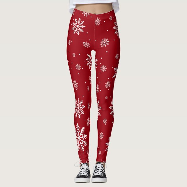 Leggings Flammes de neige de Noël hiver Gradient pattes amu (Devant)