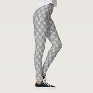 Leggings Flammes De Neige De Noël Sur Argent