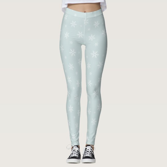 Leggings Flammes de neige sur Icy Light Blue (Devant)