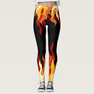 Leggings Flammes de 'Pantalon chaud' en noir