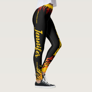 Leggings Flammes motivationnelles avec nom dans Script on B