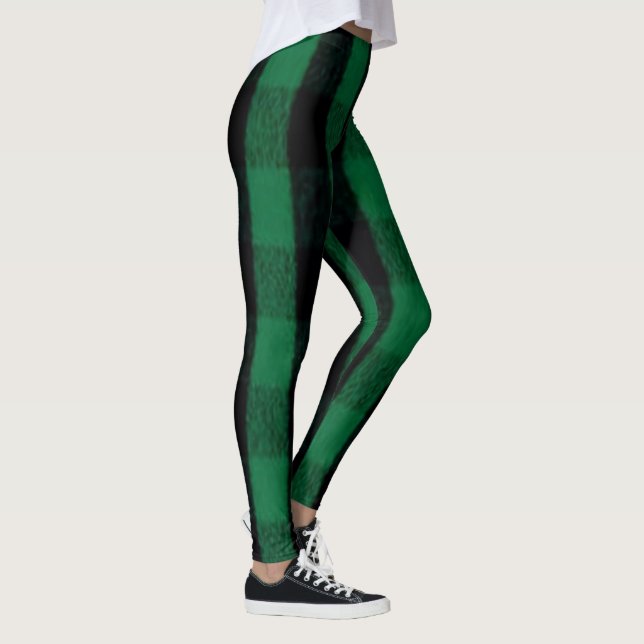 Leggings Flannel Buffalo Plaid Texture de bûcheron vert (Droite)