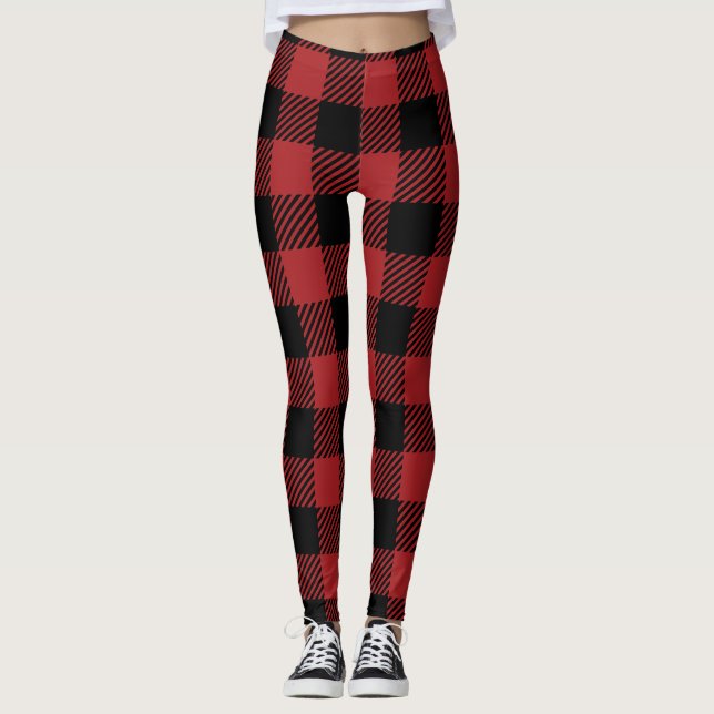 Leggings Flannel Légumineuses femmes en rouge et noir (Devant)