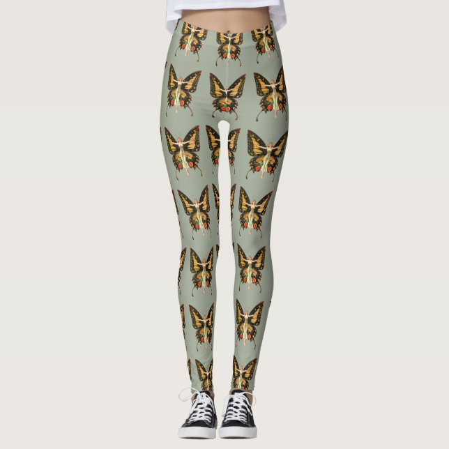 Leggings Flapper Butterfly Flying Woman Illustration (Devant)