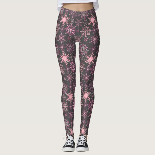 Leggings Flèche de neige motif rose D gris BG (Devant)