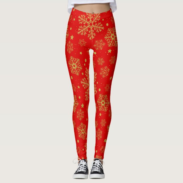 Leggings Flèche dorée sur rouge (Devant)