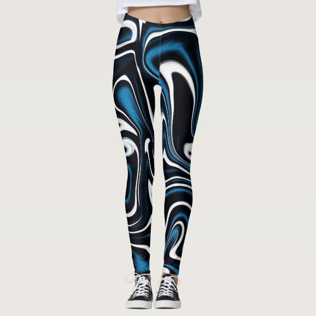 Leggings Flèches bleues, noires et blanches (Devant)