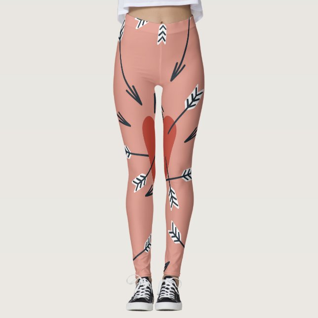Leggings Flèches de coeur faites main. (Devant)