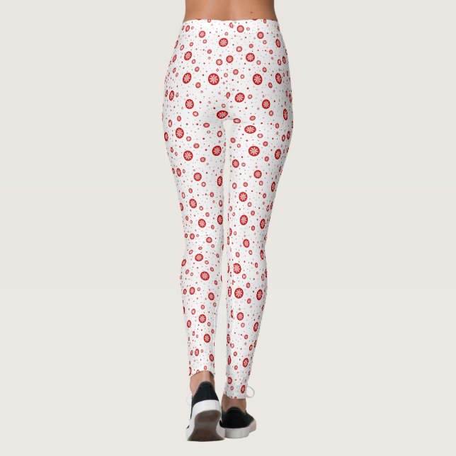Leggings Flèches de neige blanches et rouges Motif Full (Dos)