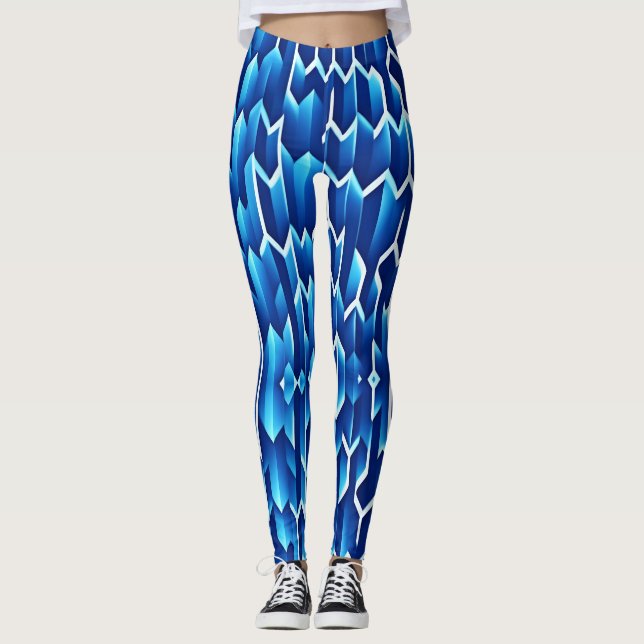 Leggings Flèches et lignes bleues Motif géométrique (Devant)