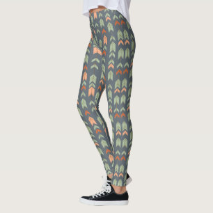 Leggings Flèches Tribales Abstraites Sur Bleu-Gris