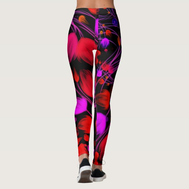 Leggings Fleur Abstraite et couleur d'eau du feuillage (Dos)
