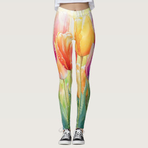 Leggings Fleur Aquarelle Ressort Jardin Tulip