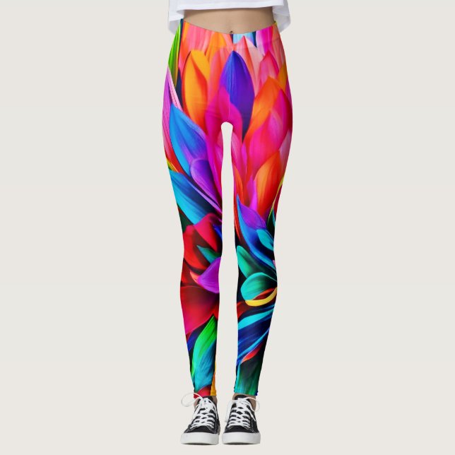 Leggings Fleur arc-en-ciel Abstraite (Devant)