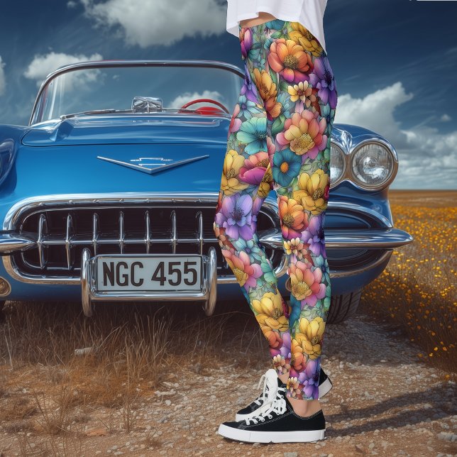 Leggings Fleur artistique aquarelle (Créateur téléchargé)