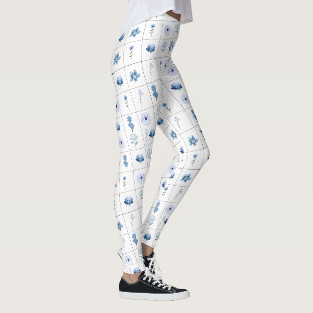 Leggings Fleur blanche et bleue (Droite)
