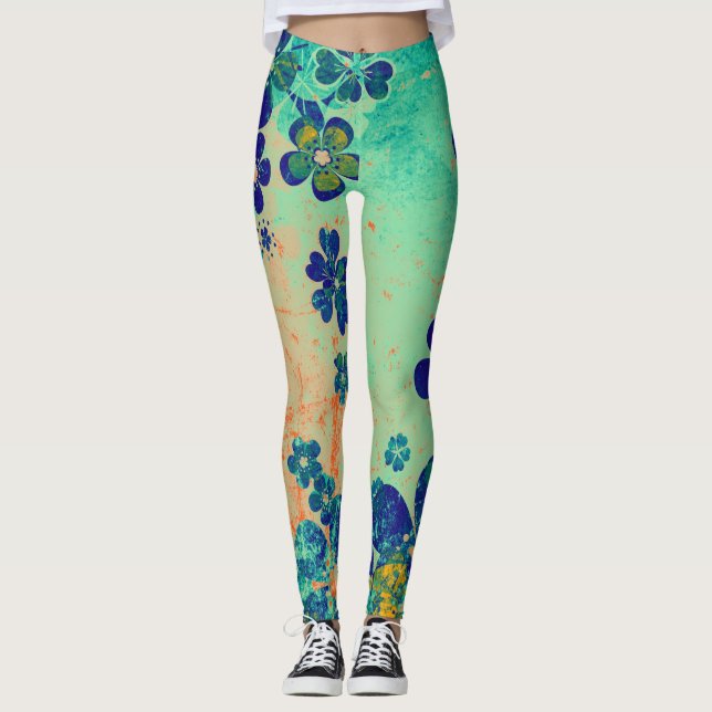 Leggings Fleur Bleu #2 (Devant)