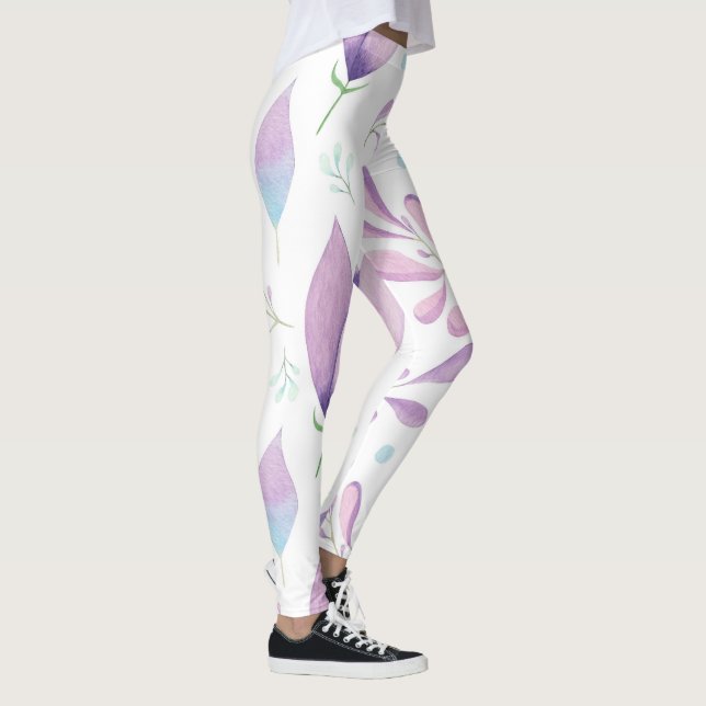 Leggings fleur bleu motif femme blanche (Droite)