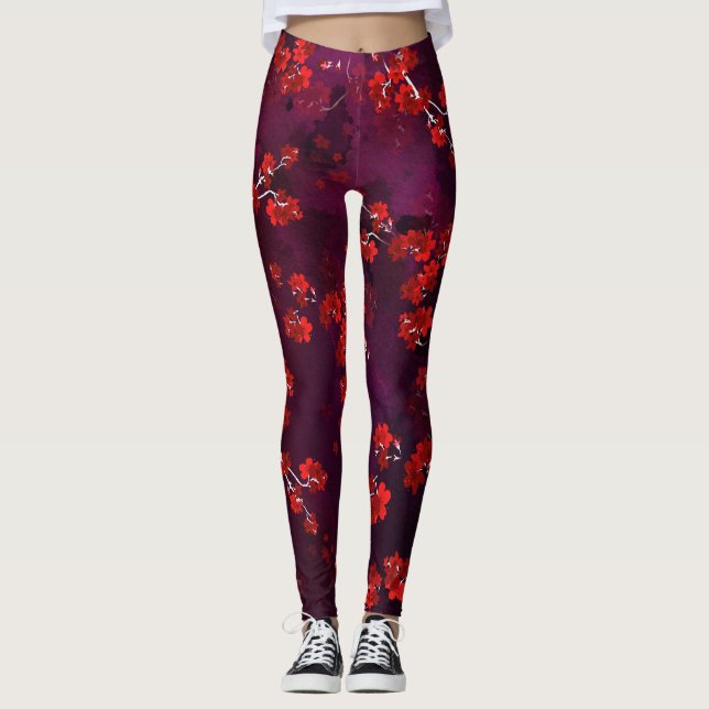 Leggings Fleur cerise 3 (Devant)