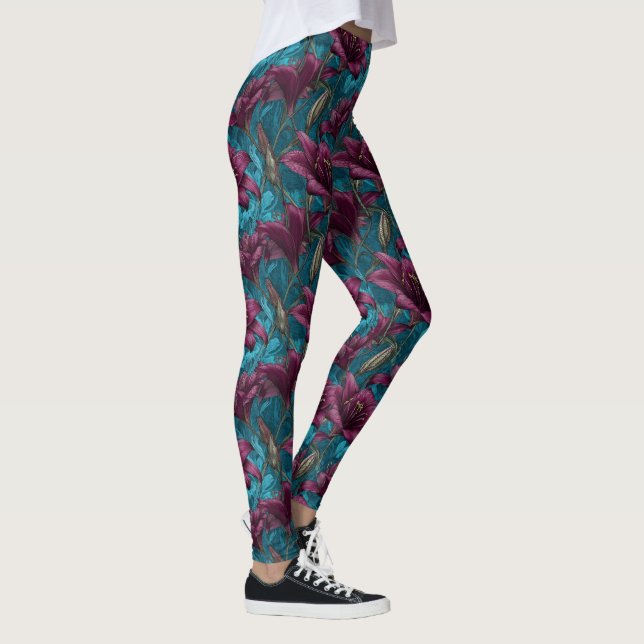Leggings Fleur d'Amaryllis sarcelle Amaryllis maternité (Droite)