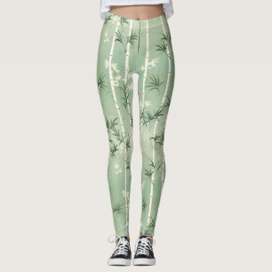 Leggings Fleur de bambou sereine asiatique  (2)